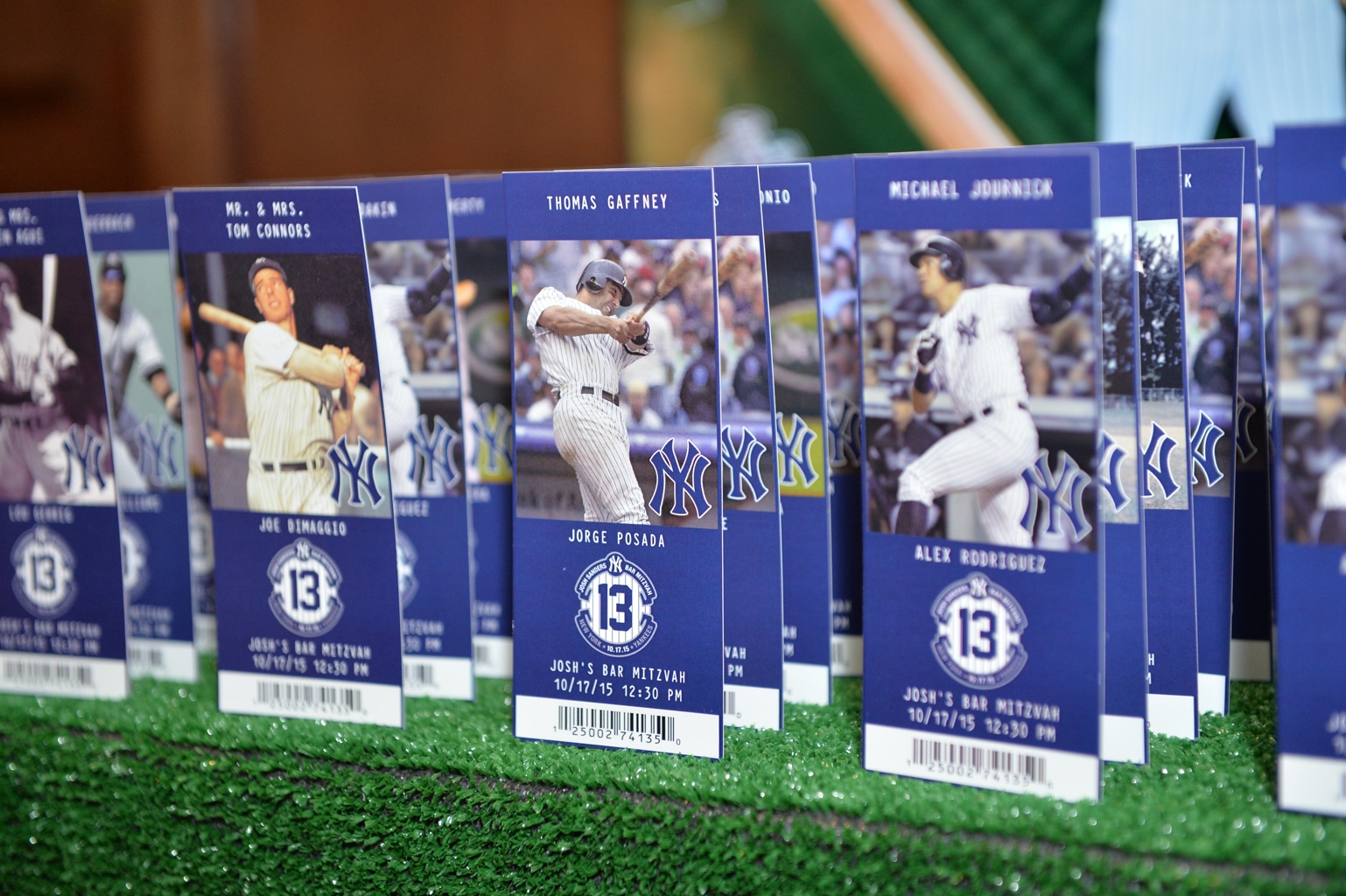 Yankee Tickets Place Cards with Custom Logo and Photos