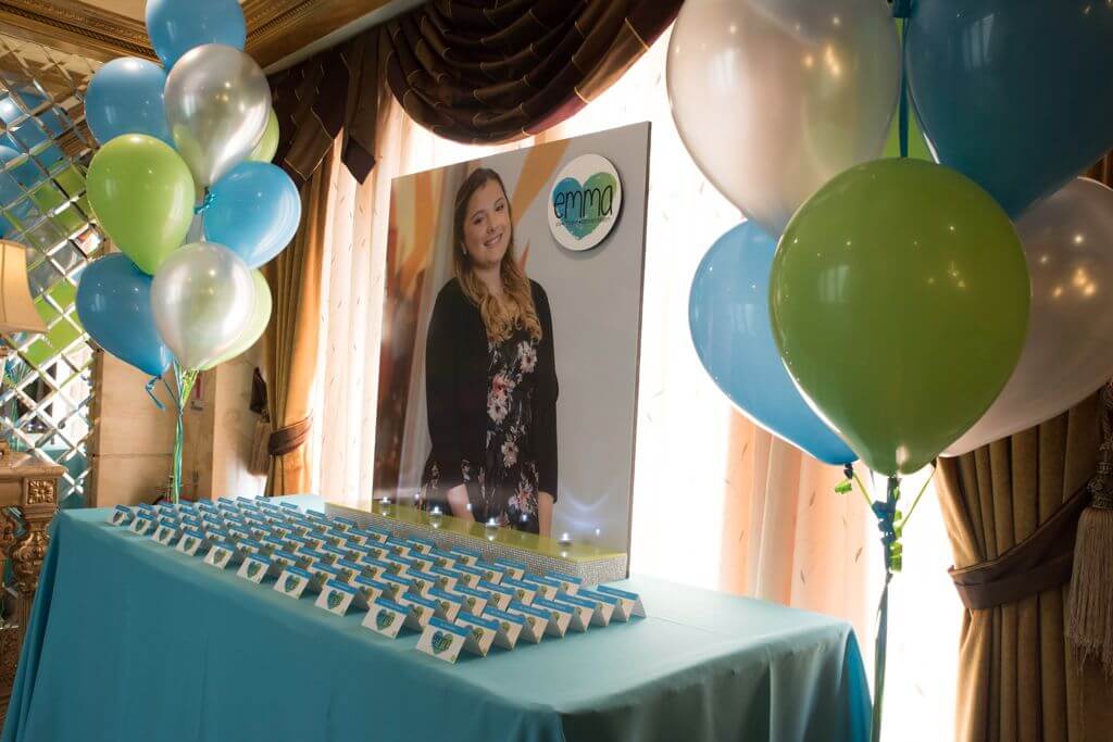 Watercolor Themed Seating Card Display with Blowup Photo and Logo