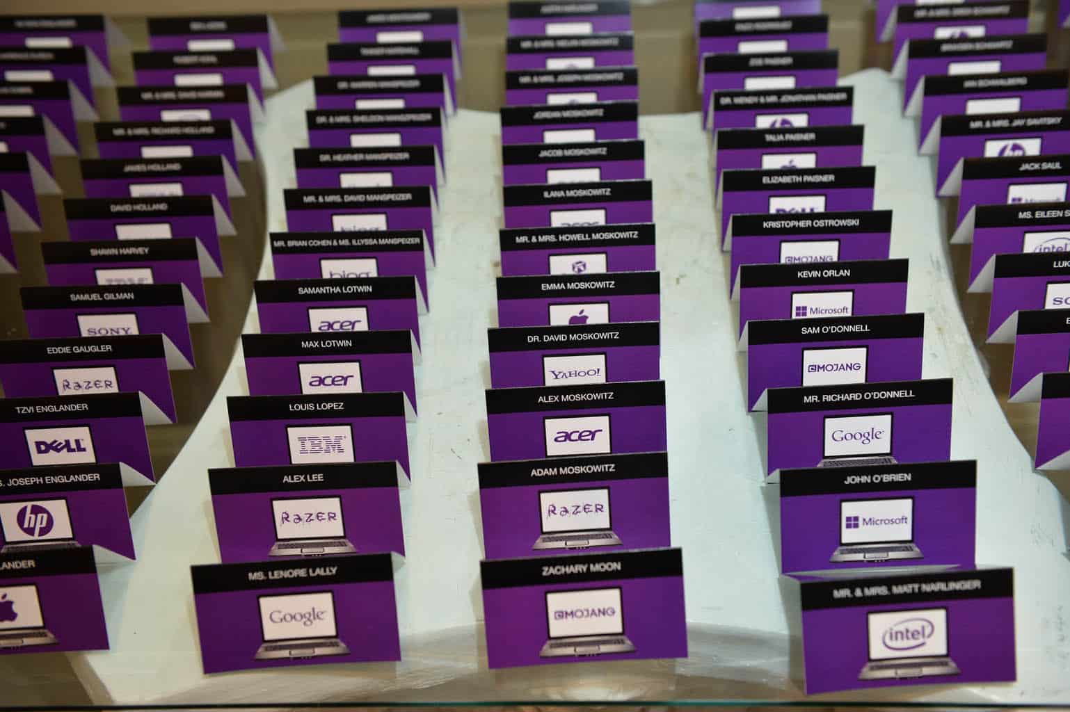 Computer Themed Place Cards with Brand Logos