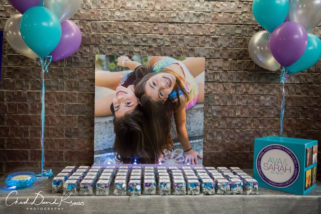B'not Mitzvah Seating Card Display with Blowup Photo