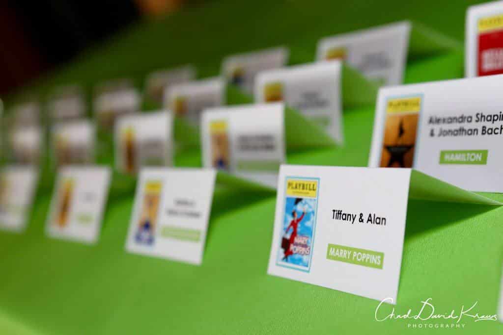 Broadway Themed Place Cards with Playbill Images