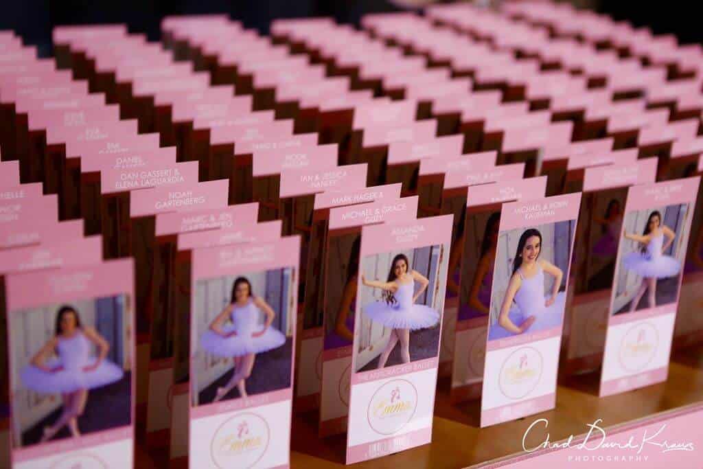 Custom Dance Themed Place Cards with Logo and photos