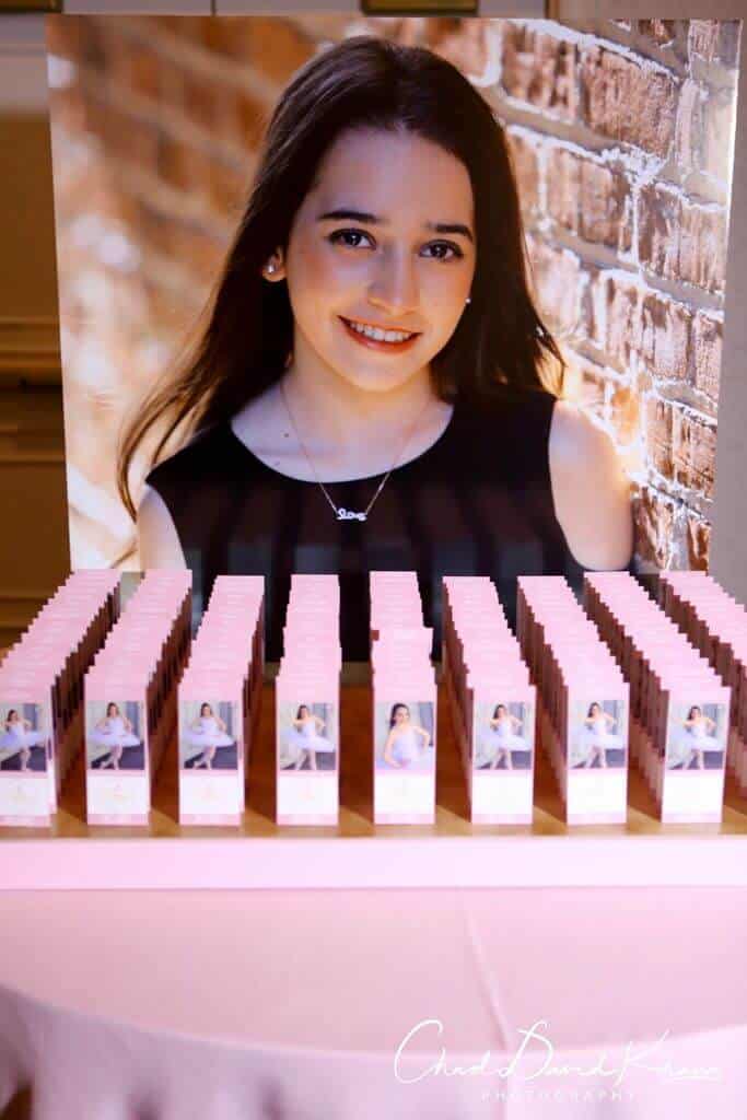 Dance Themed Seating Card Display with Blowup Photo
