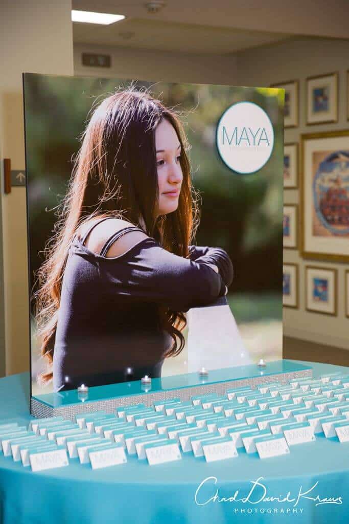 Blowup Photo Seating Card Display with Logo and Custom Place Cards