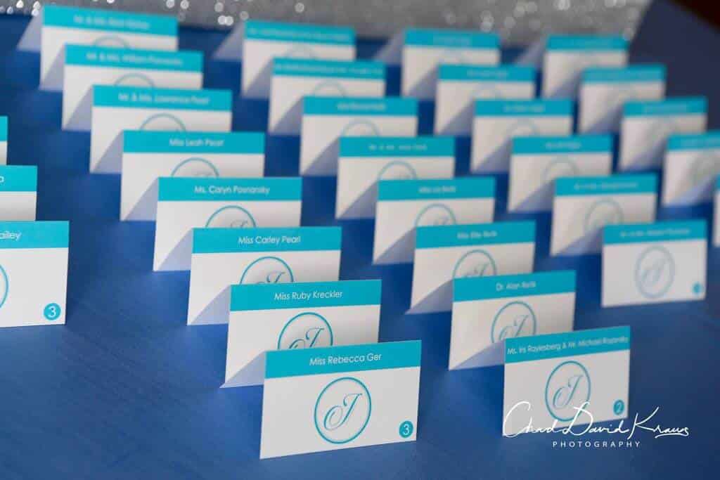 Bat Mitzvah Place Cards with Custom Logo