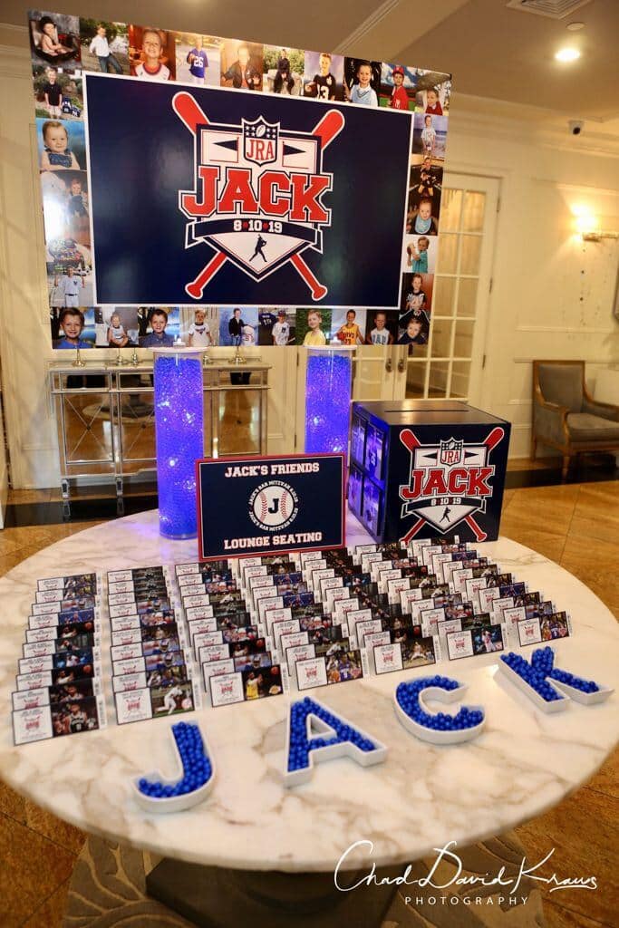 Sports Themed Seating Card Display with Custom Logo and Photo Border
