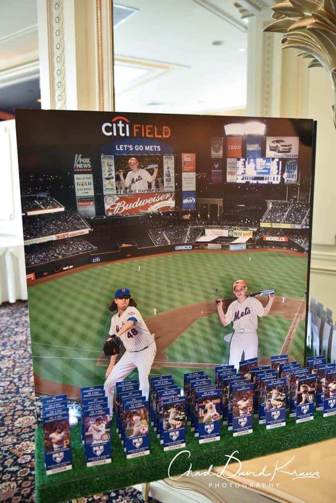 Mets Stadium Seating Card Display with Player and Bar Mitzvah Boy Cutout