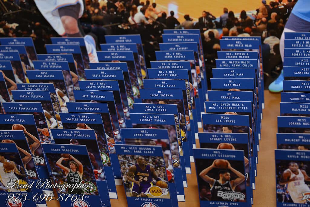 Custom Basketball Ticket Place Cards with Team Logos and Player Photos