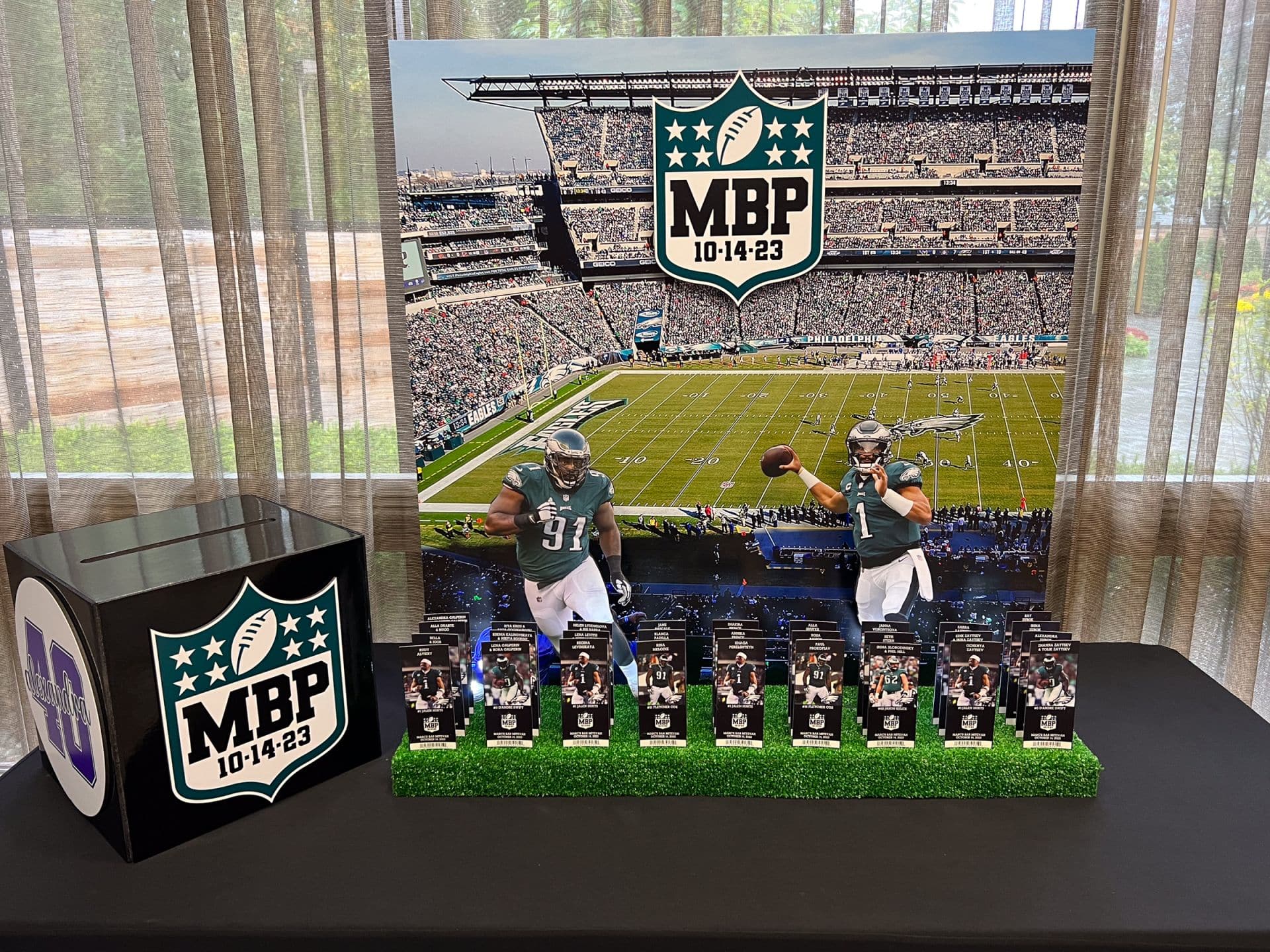 Eagles Stadium Seating Card Display with Custom Ticket Place Cards