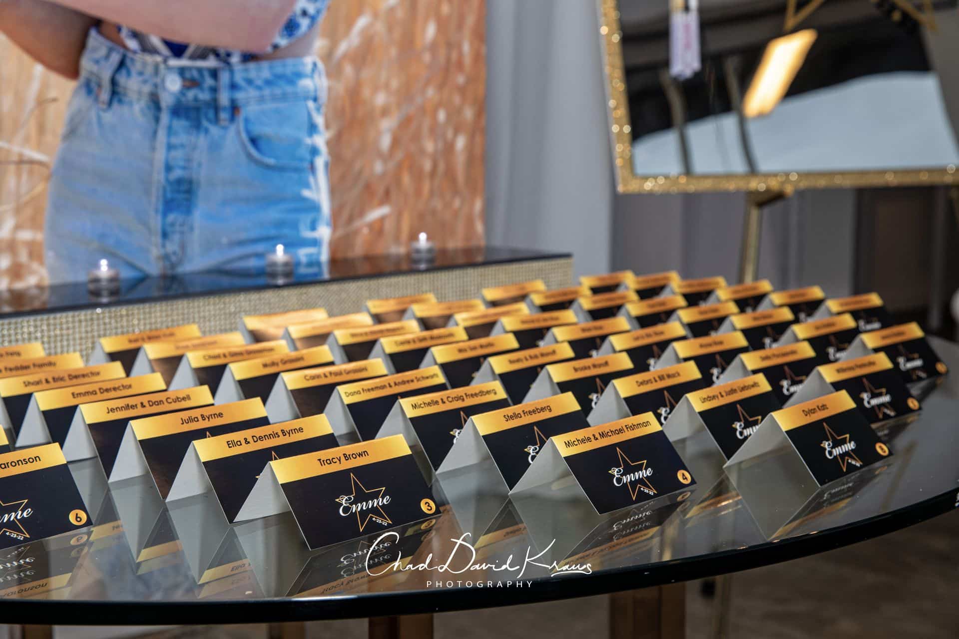 Bat Mitzvah Place Cards with Custom Logo