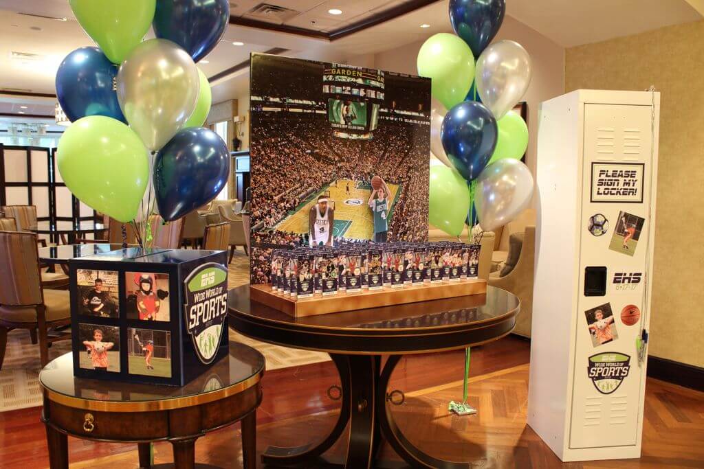 ESPN Seating Card Display with Basketball Stadium Background