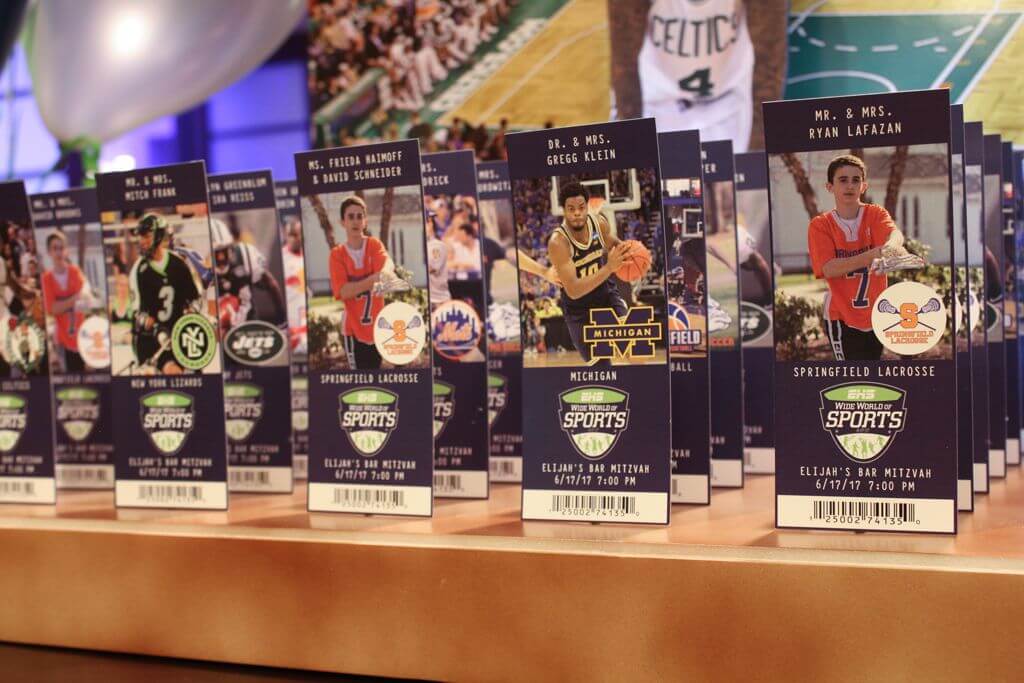 Basketball and Lacrosse Ticket Place Cards with Photos and Logo