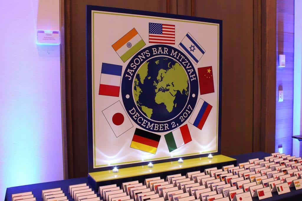 Travel Themed Seating Card Display with Custom Logo