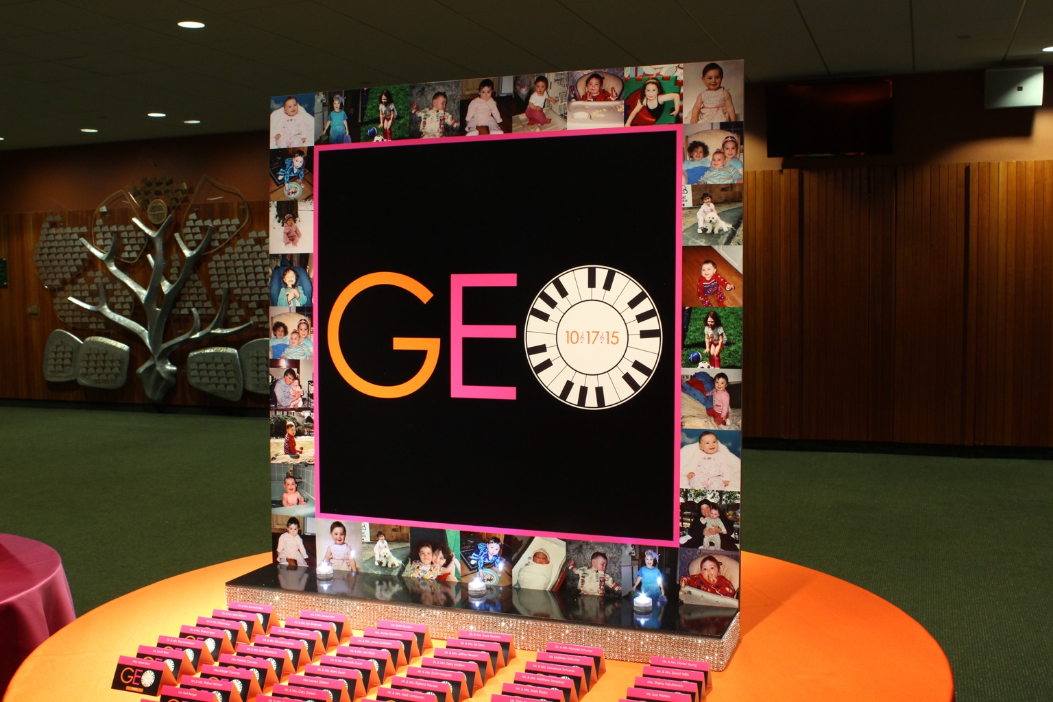 Music Themed Bat Mitzvah Display with Custom Logo Place Cards