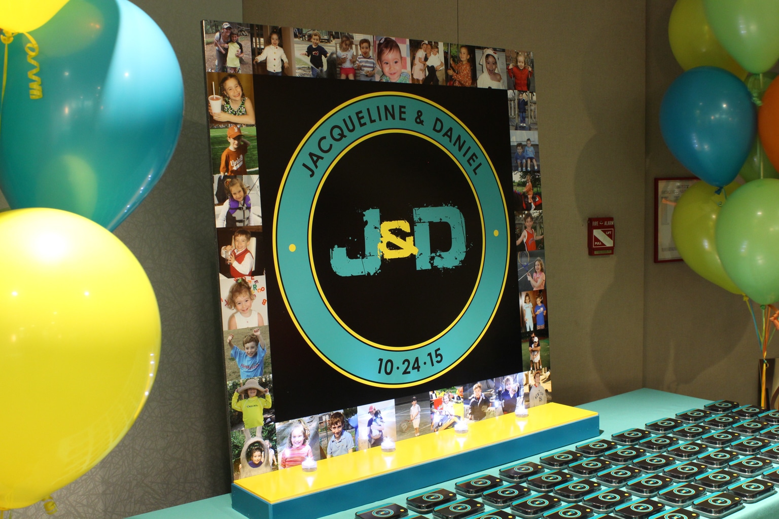 Bnai Mitzvah Seating Card Display with Custom Logo and Photos