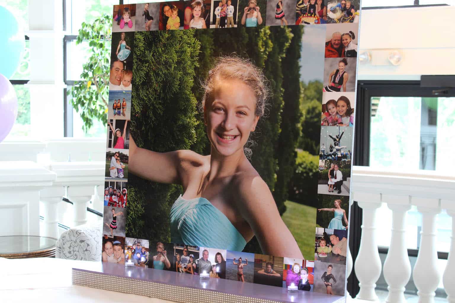 Bat Mitzvah Seating Card Display with Blowup Photo and Photo Border