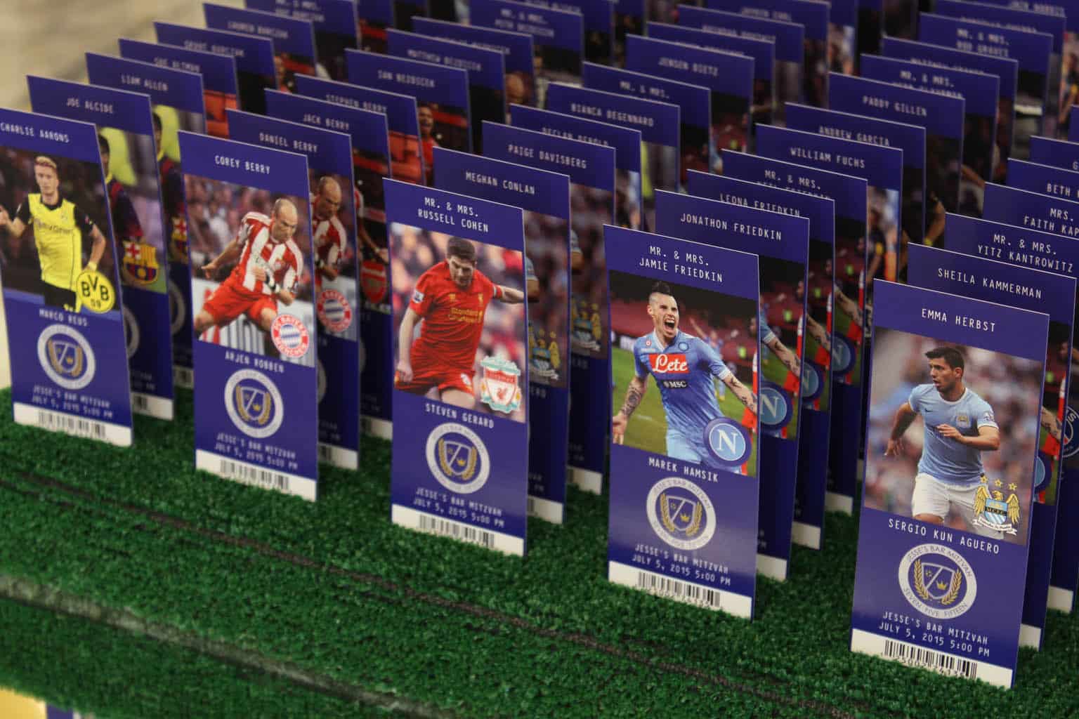 Soccer Ticket Place Cards with Player Photos and Custom Logo