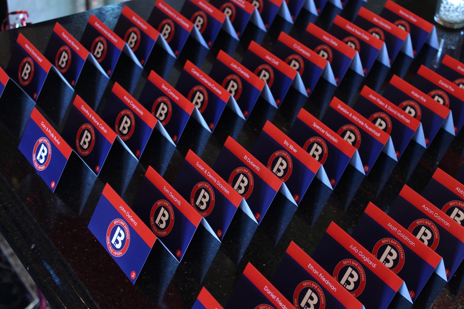 Bar Mitzvah Place Cards with Custom Logo