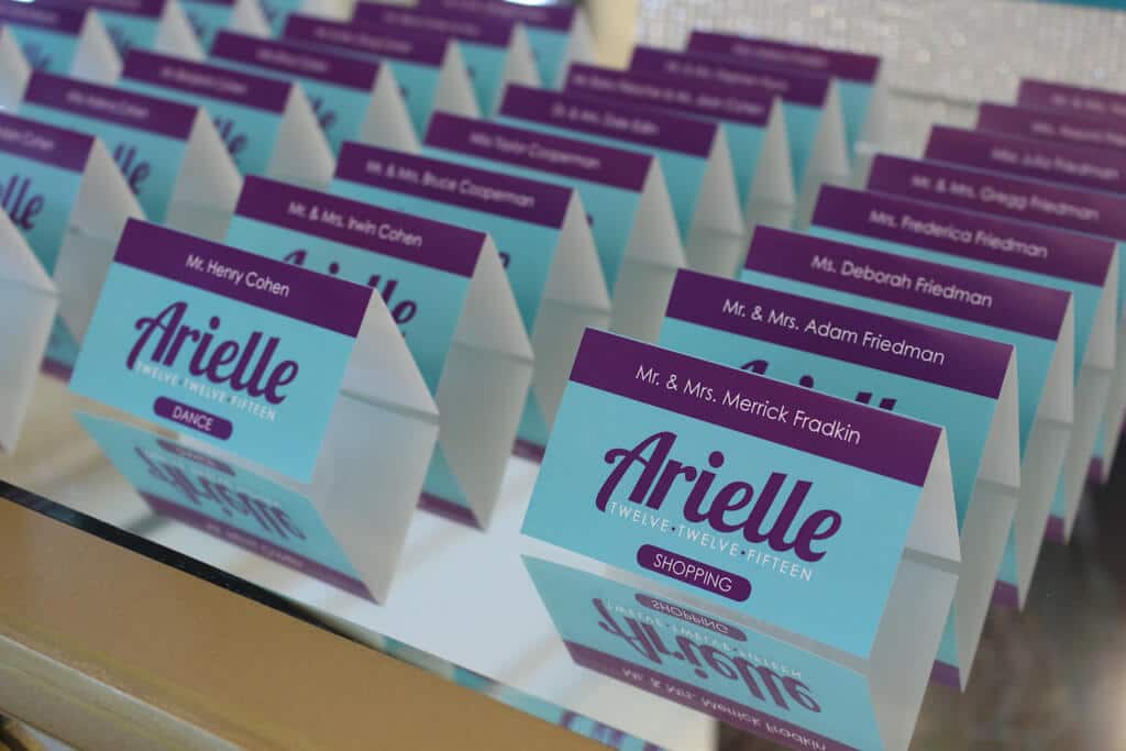 Bat Mitzvah Place Cards with Custom Logo
