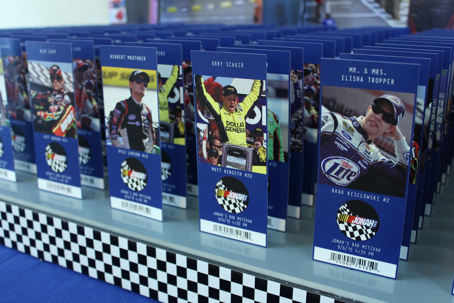 Nascar Ticket Place Cards with Custom Logo and Photos
