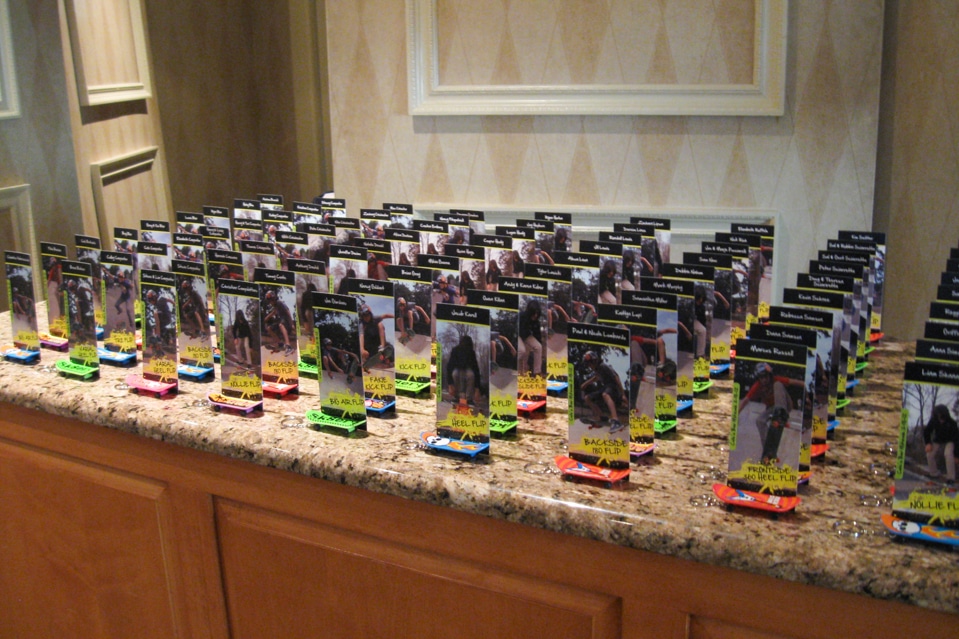 Skateboard Themed Place Cards with Mini Skateboards