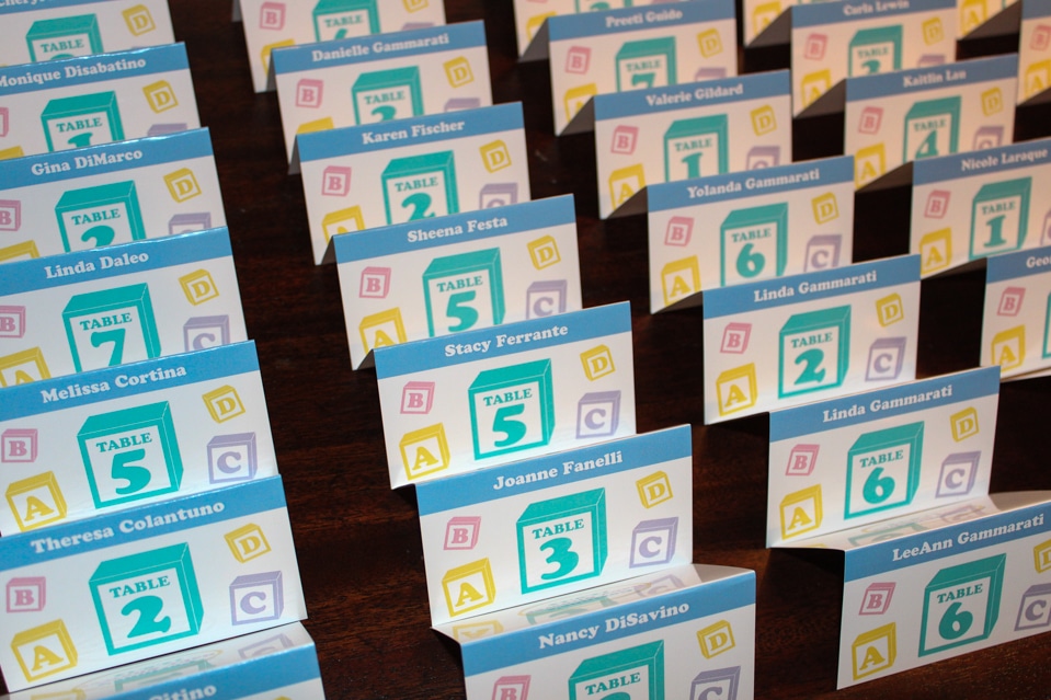 Baby Shower Themed Fold Over Place Cards