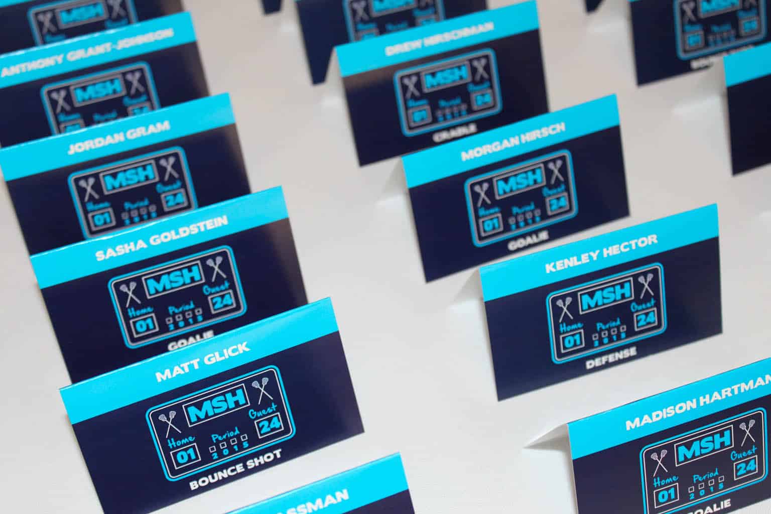 Lacrosse Themed Place Cards with Custom Logo
