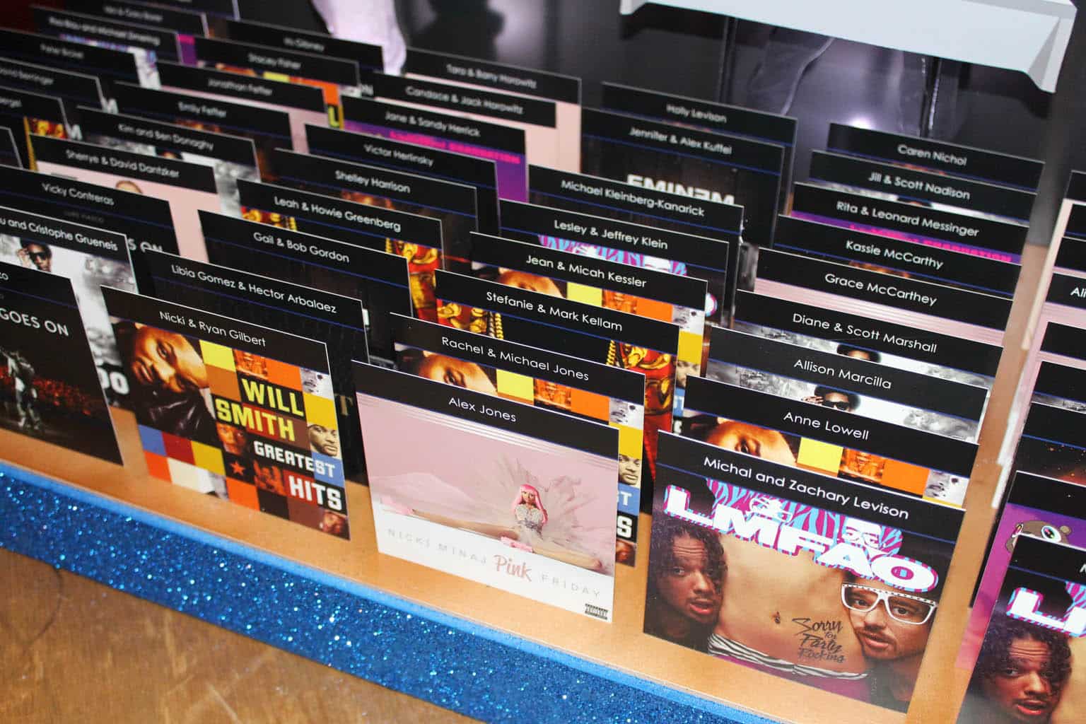 Album Cover Place Cards for Music Themed Bar Mitzvah