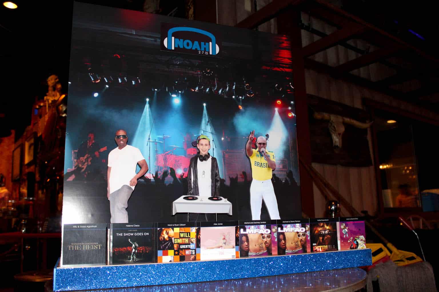 Music Themed Seating Card Display with Album Cover Place Cards