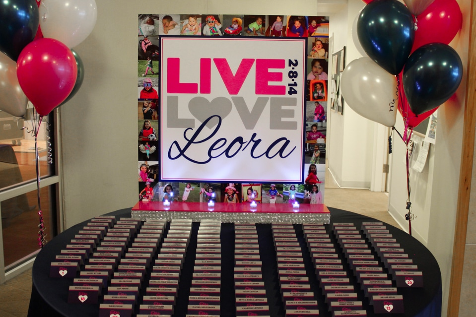 Bat Mitzvah Seating Card Display with Blowup Logo