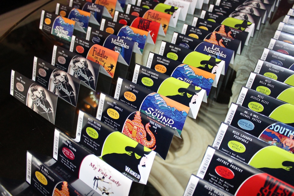 Broadway Ticket Designed Fold Over Place Cards