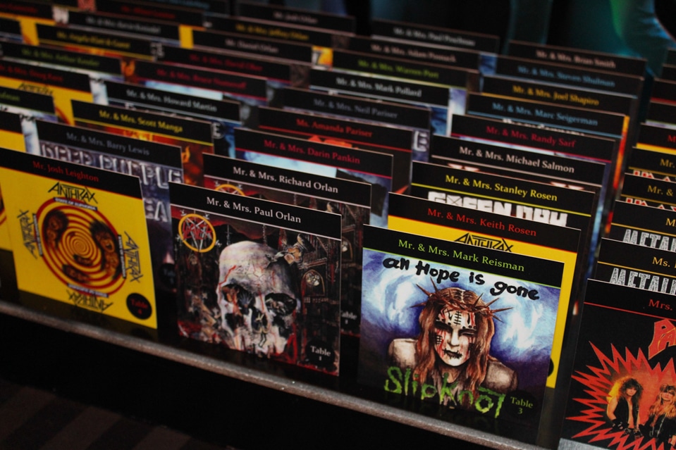Album Cover Place Cards for Heavy Metal Themed Bar Mitzvah