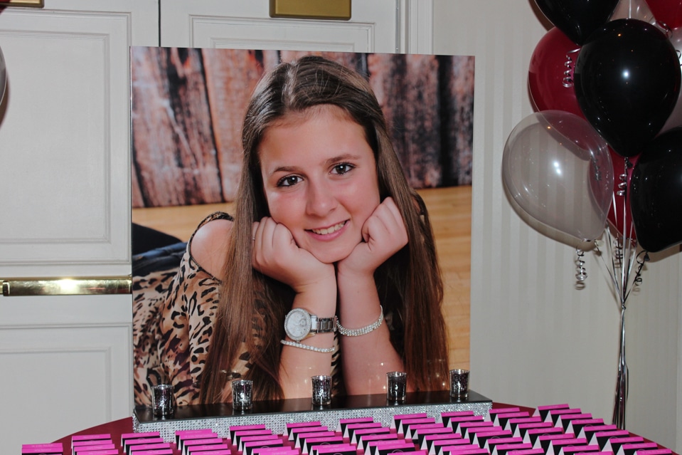 Bat Mitzvah Seating Card Display with Blowup Photo