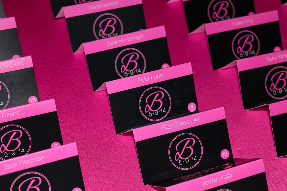 Bat Mitzvah Place Cards with Custom Logo