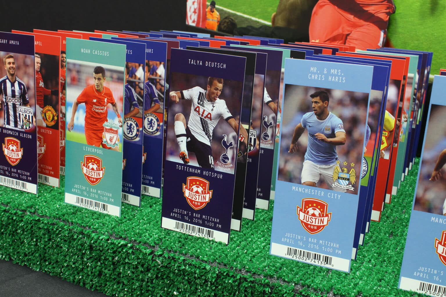 Soccer Ticket Seating Cards with Custom Logo and Player Photos