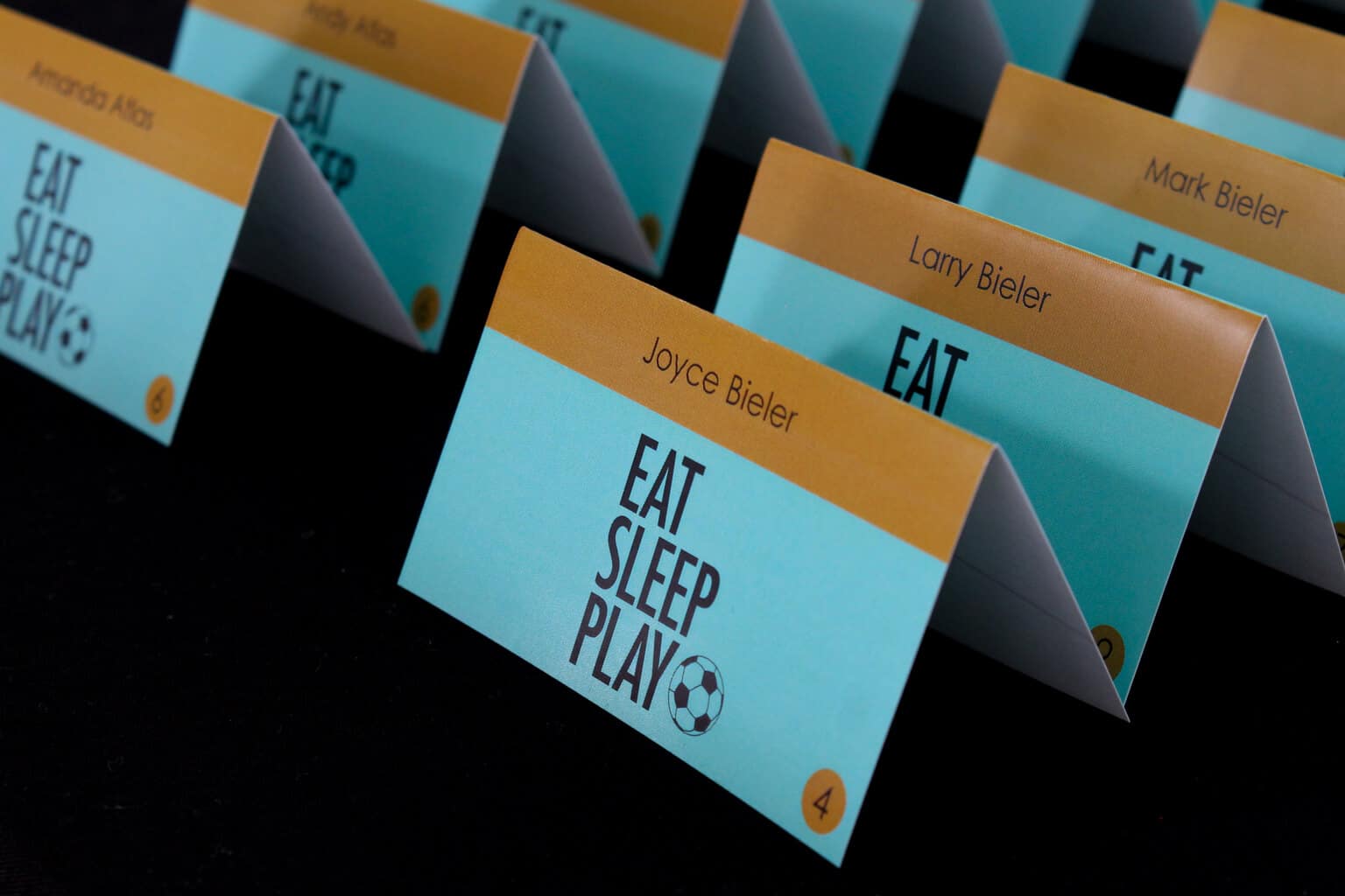 Custom Logo Place Cards for Soccer Themed Bat Mitzvah