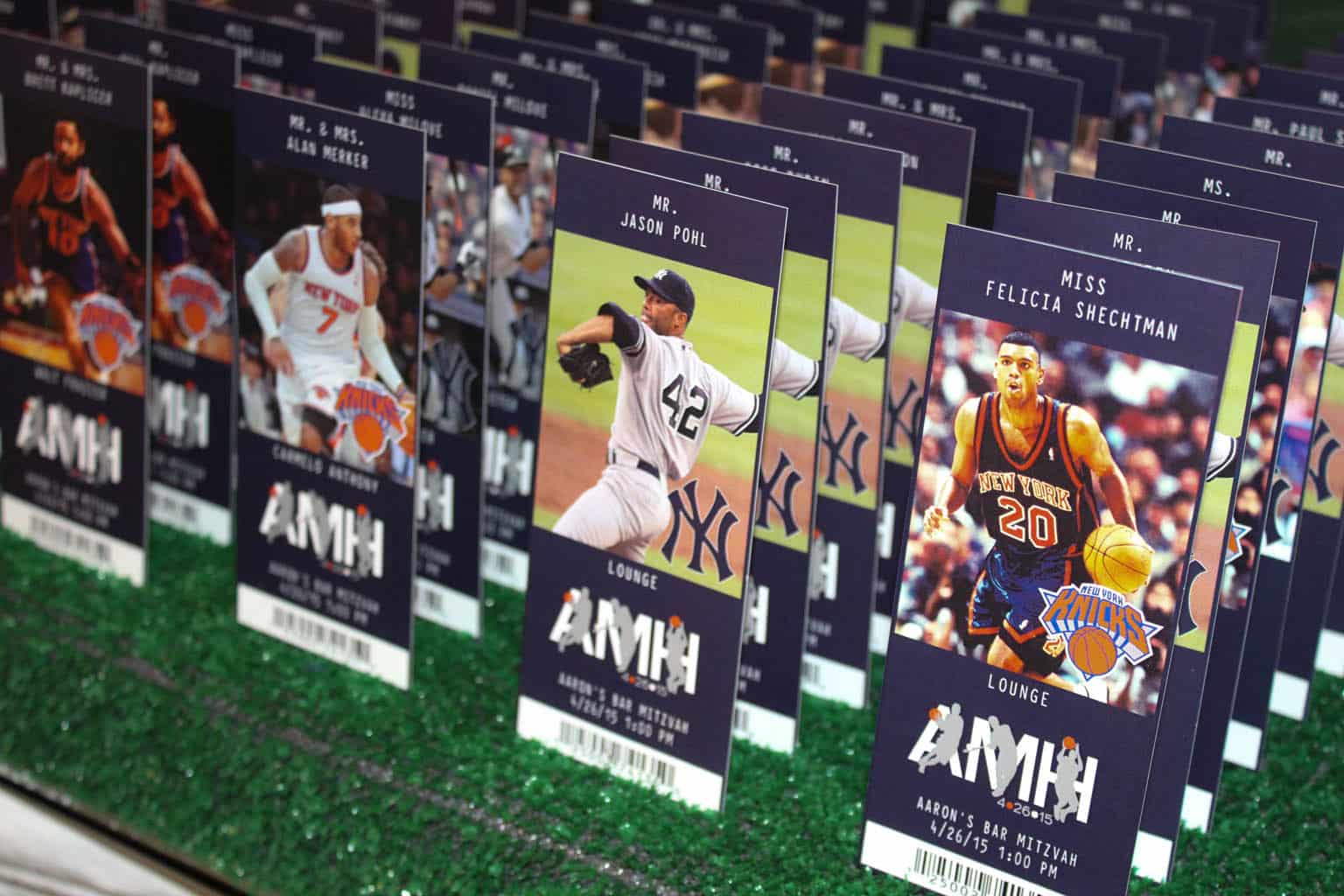 Baseball and Basketball Sports Tickets with Player Images and Custom Logo