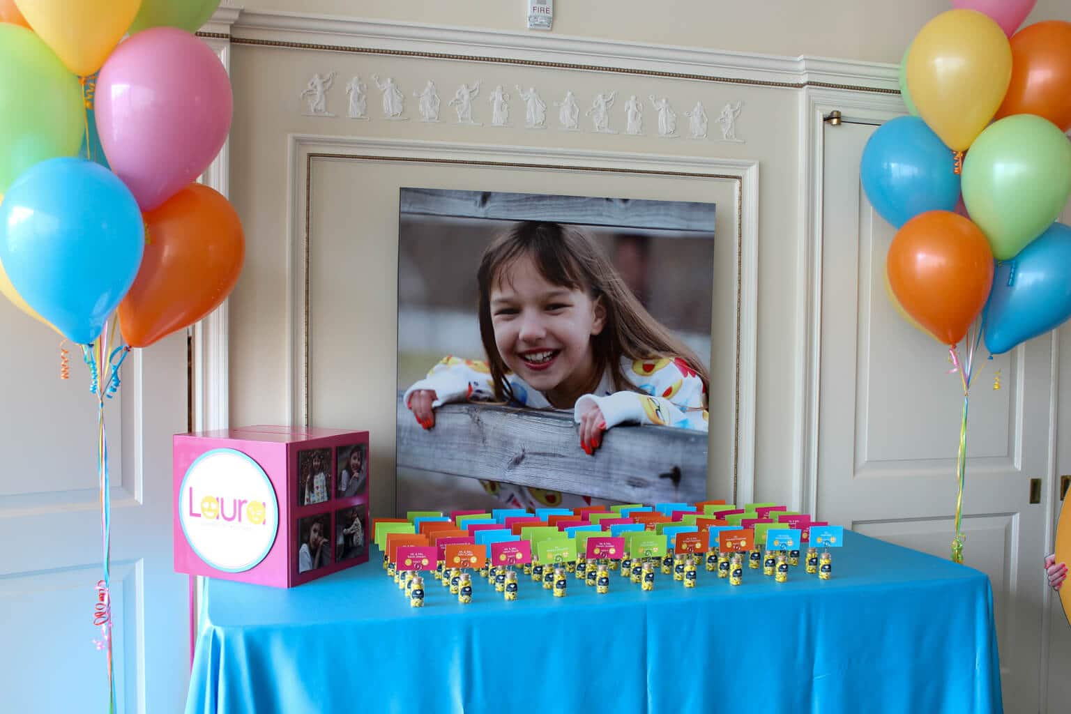 Emoji Themed Bat Mitzvah Seating Card Display with Blowup Photo