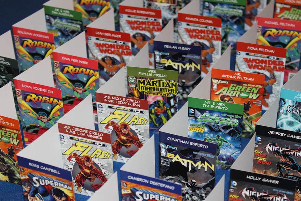 Custom Comic Book Cover Place Cards
