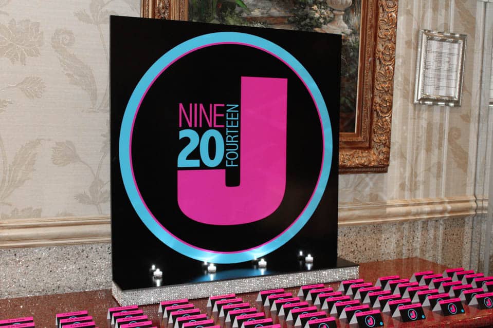 Bat Mitzvah Seating Card Display with Blowup Custom Logo
