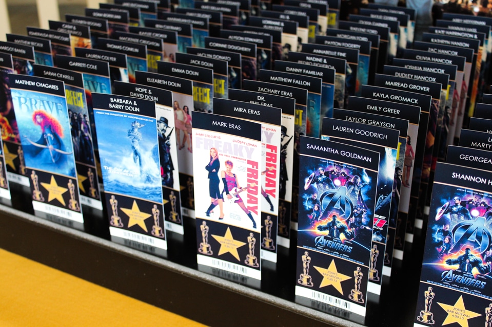 Custom Movie Ticket Place Cards with Movie Cover Images