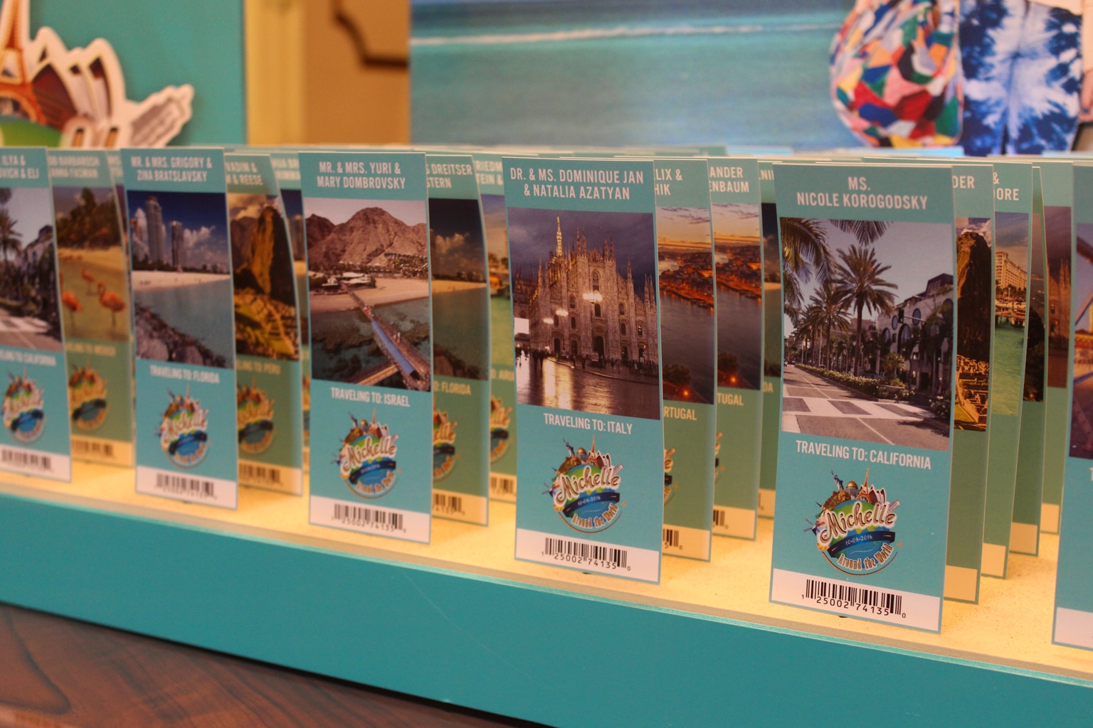 Custom Travel Ticket Place Cards with Logo and Photos