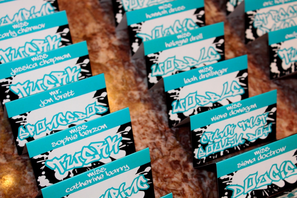 Hip Hop Themed Place Cards with Custom Design