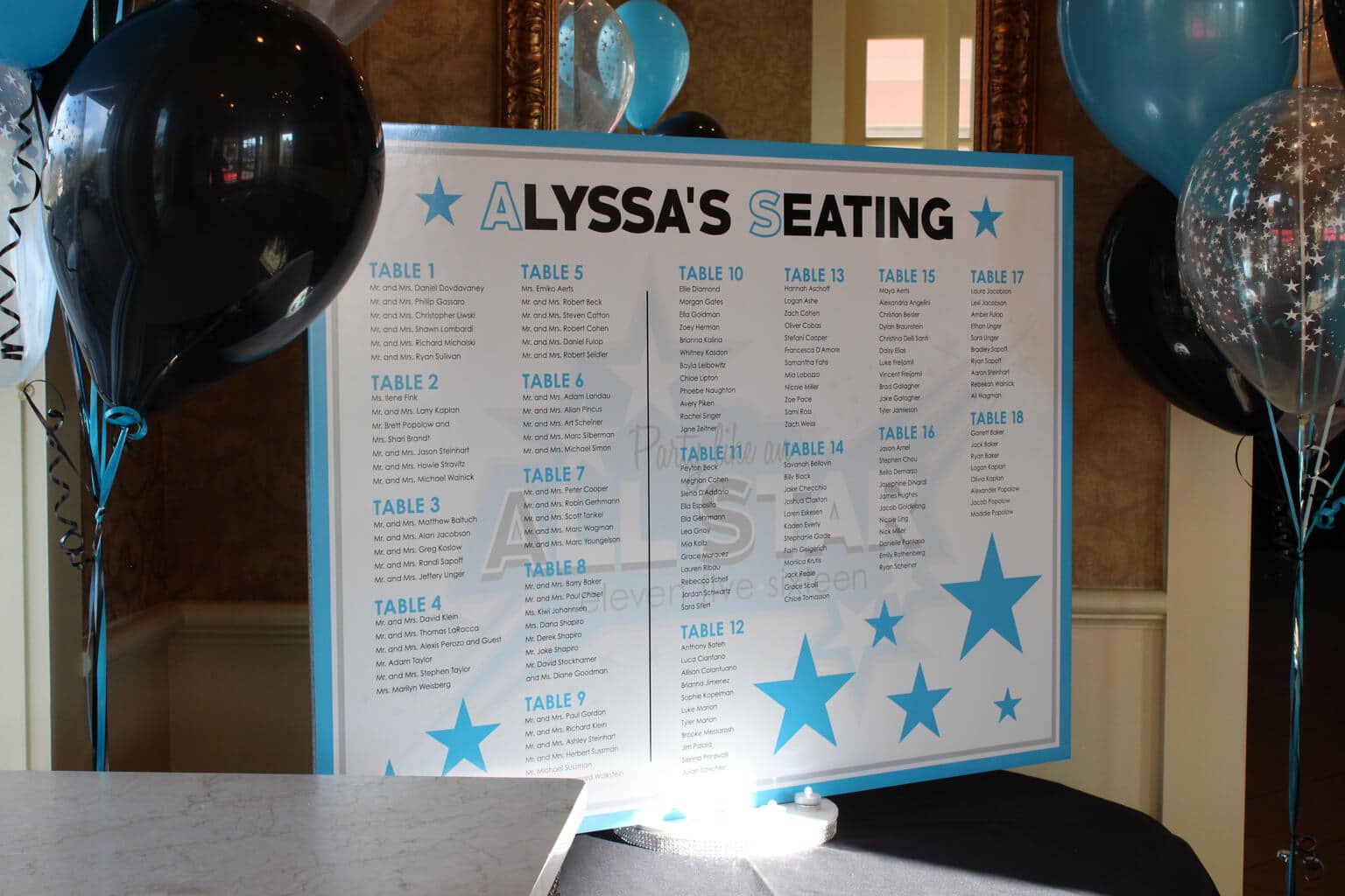 Seating Chart Poster with Custom Logo and Lights