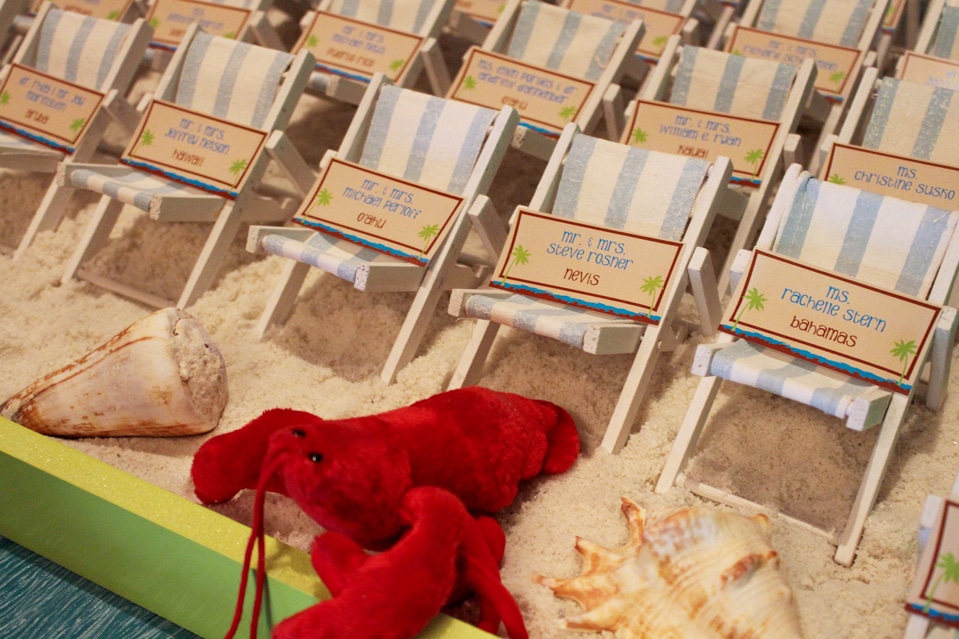 Beach Chairs with Custom Tags Place Cards