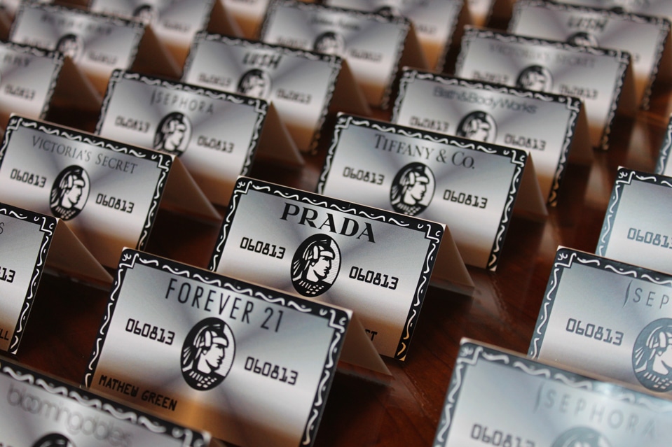 Custom Fold Over Credit Card Place Cards