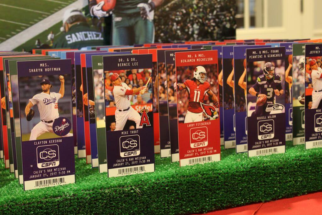 Multi Sports Ticket Place Cards with Team Logo and Player Photos