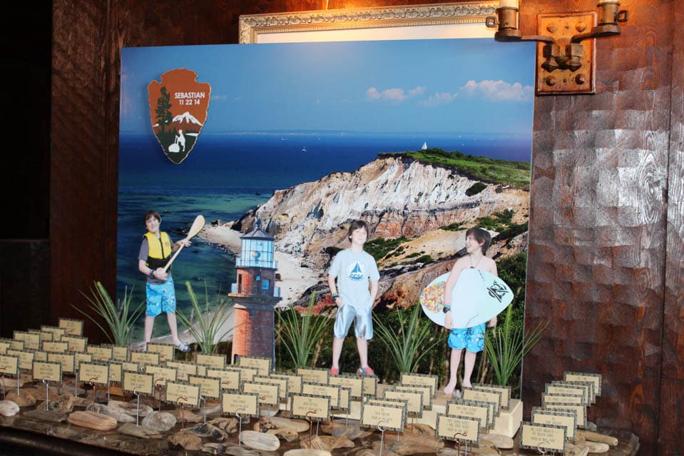 Cape Cod Seating Card Display for Everything Boy Themed Bar Mitzvah