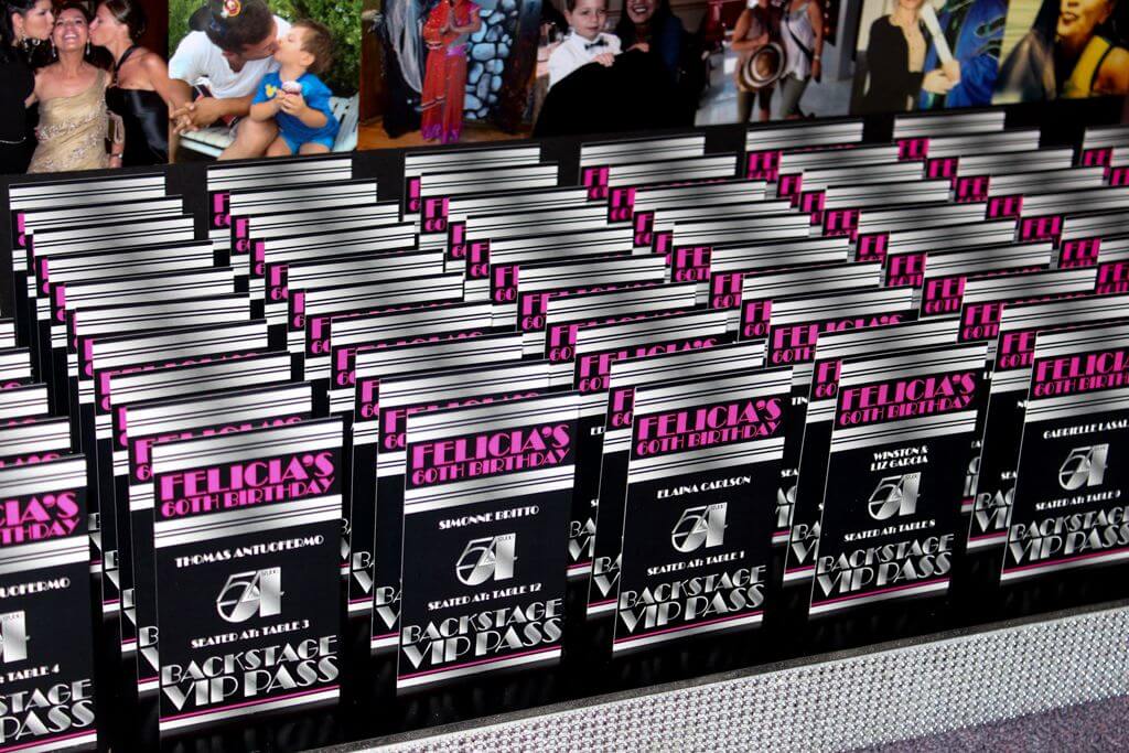 VIP Backstage Pass Seating Cards for 60th Birthday Party