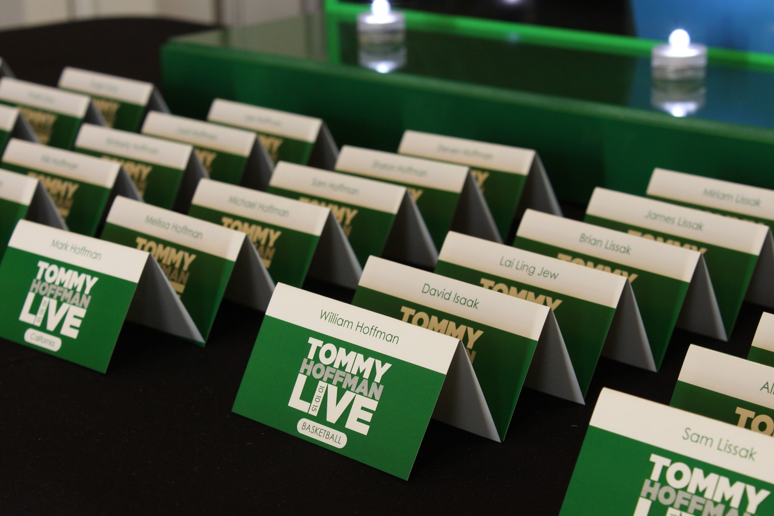 SNL Themed Bar Mitzvah with Custom Logo Place Cards